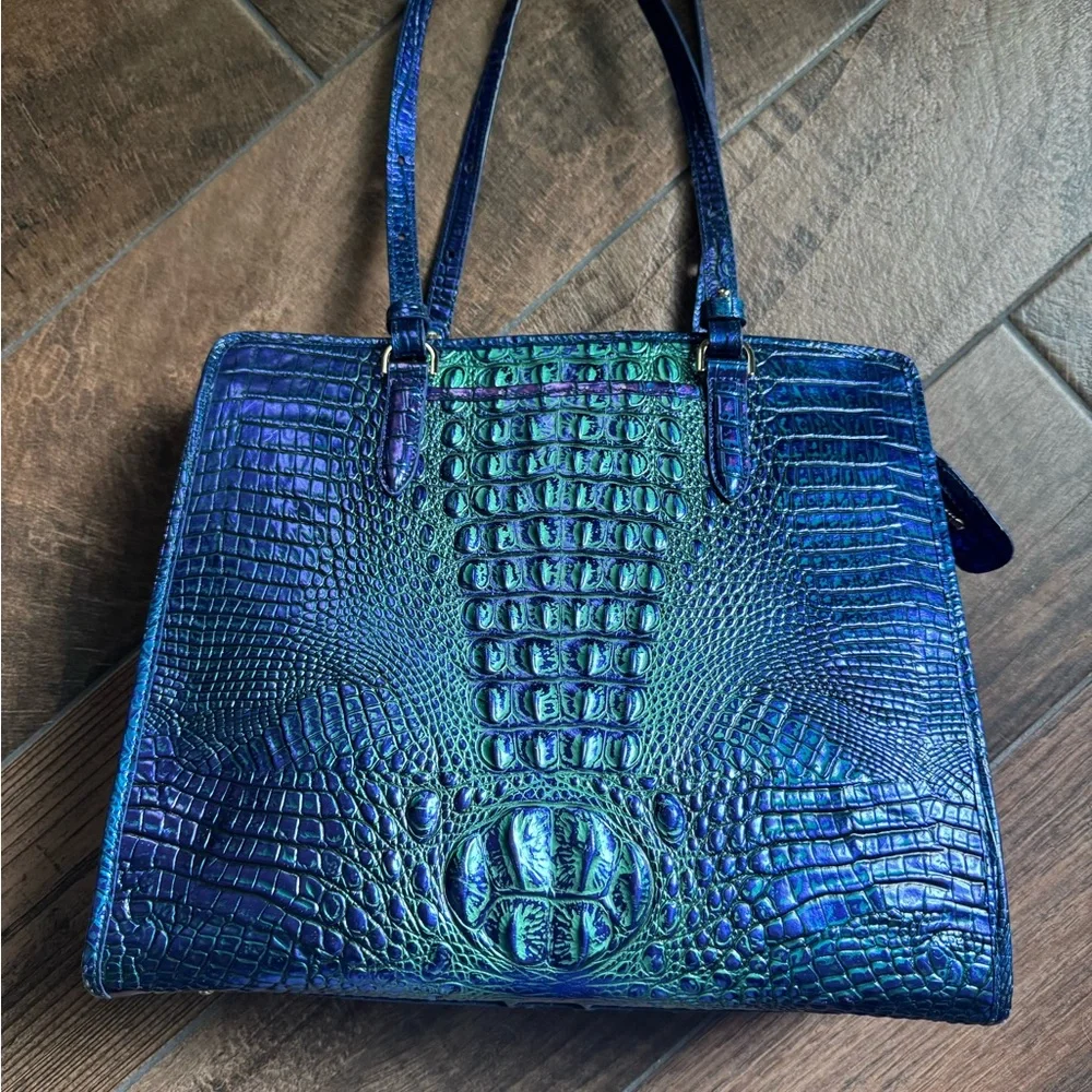 Brahmin Iridescent Blue and Green Shoulder Bag - Picture 2 of 7